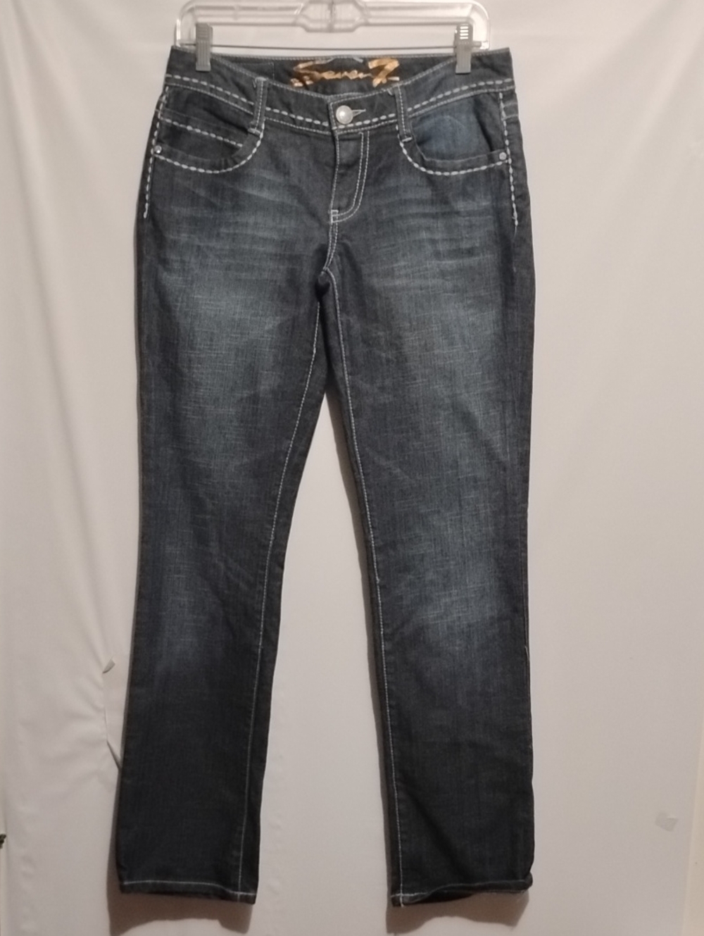 SEVEN 7 Classic Women's 4 Dark Wash Contrasting Stitching Slim Boot cut